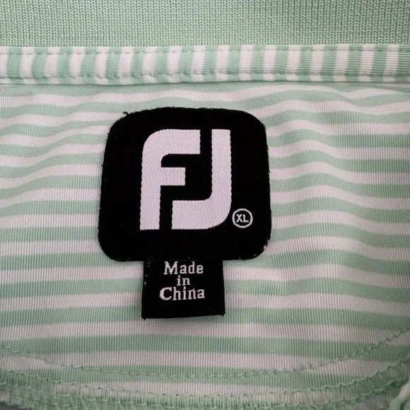 FootJoy Polo Shirt Mens XL Extra‎ Large Green Striped Short Sleeve Golf Casual - Picture 4 of 10